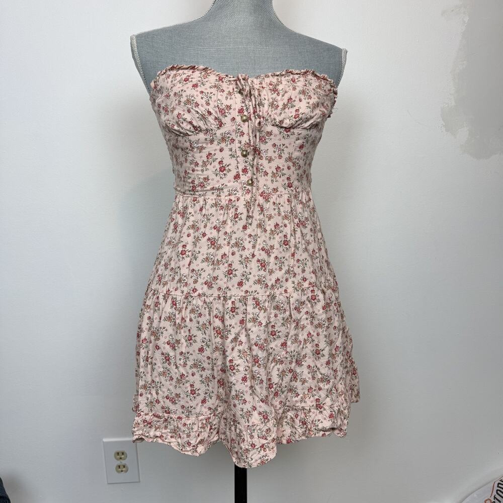 Vintage Y2K Aeropostale strapless floral mini dress XS coquette babydoll